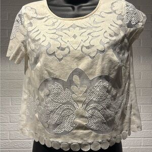 Cream Embellished Crop Blouse